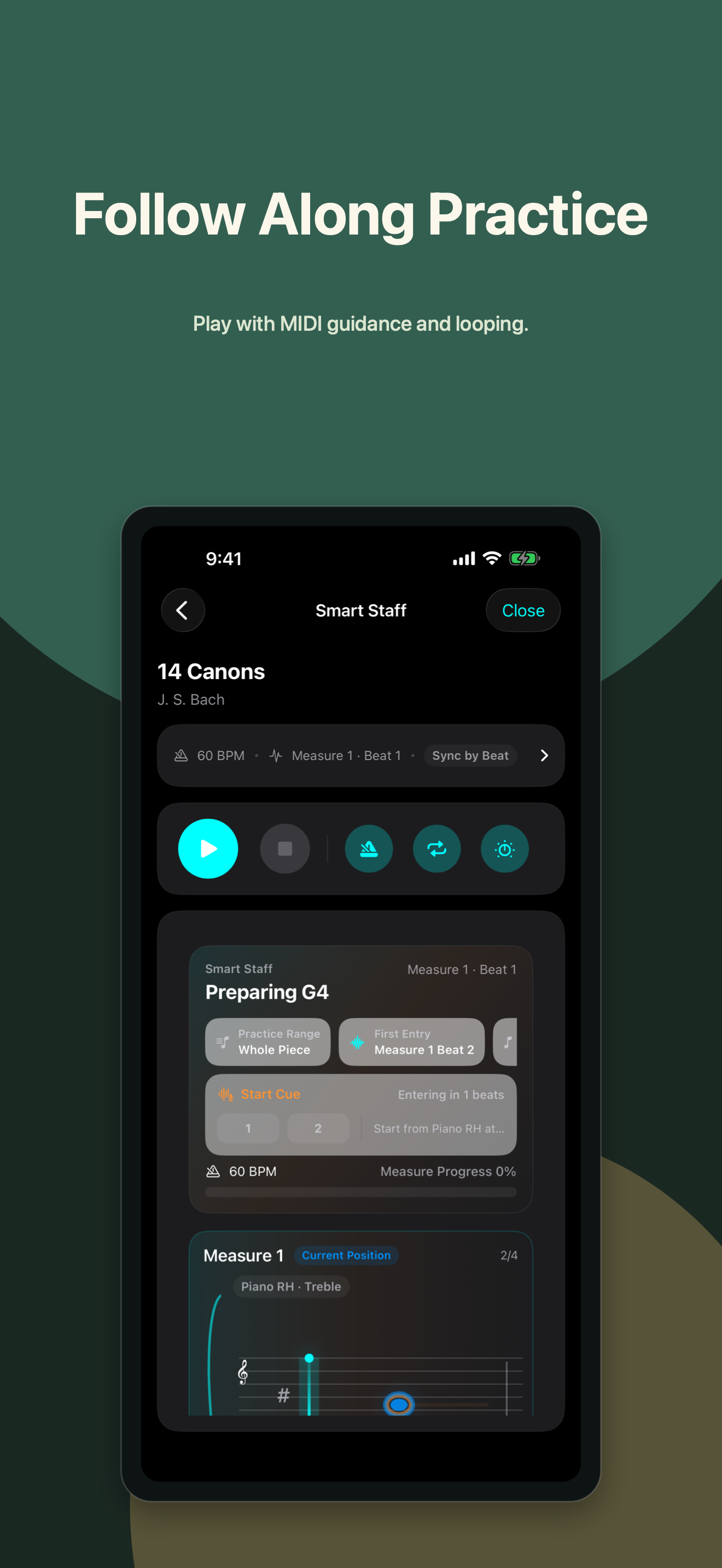 Metronome26 follow-along practice screenshot